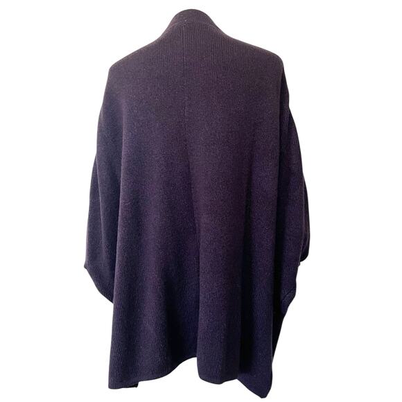 Tally Ho Womens Knit Cape Poncho Cape Open Front Cardigan Pockets Dark Purple 2X - Picture 6 of 8